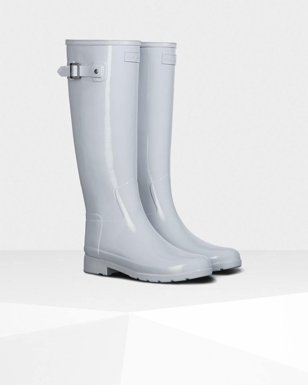 Womens Hunter Refined Slim Fit Gloss - Tall Rain Boots Light Grey - 5302-SIDPR